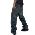 thumbnail image 4 of Mrmall Mens Baggy Jeans Y2k Skater Vintage Plain Pants Casual Wide Leg Jeans Loose Fit Denim Jeans Streetwear, 4 of 5