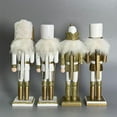 thumbnail image 4 of Maytalsory 4piece Natural Wood Made Nutcracker Soldier Gift For Christmas Nutcracker Soldier Model Collectible White Gold 4 Pcs 1Set, 4 of 6