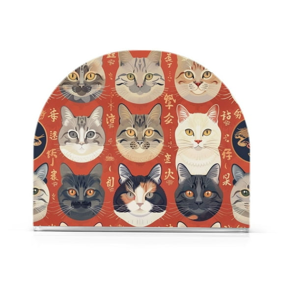 Cats Chinese Napkin Holder for Table Clear Napkin Stand Paper Holder Acrylic Organizer Dispenser Napkins for Dinner Kitchen Restaurant Room