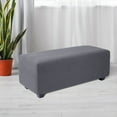 thumbnail image 5 of PiccoCasa Stretch Ottoman Slipcover Jacquard Rectangle Footstool Cover Dark Gray Small, 5 of 7