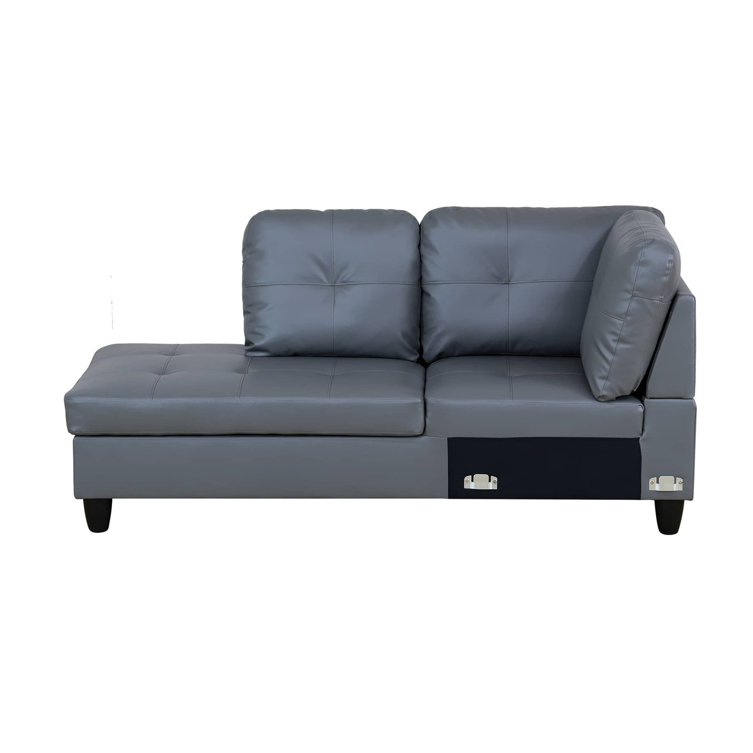Hommoo Sofa Set, Semi PU Synthetic Leather 2-Piece Couch Living Room Sofa Set, Dark Grey