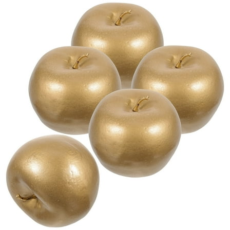 PAMINGONO 5Pcs Faux Apples Golden Round Realistic Fruit For Christmas And