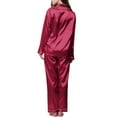 thumbnail image 5 of TEVEQ Womens Satin Pajamas Set Long Sleeve Nightwear Robe Sets Pajama Pajamas Pajama Women's Women Long Satin Underwear Long Suit Loose Set Women Nightgown Satin Pajama Set for Women Red Xl, 5 of 9