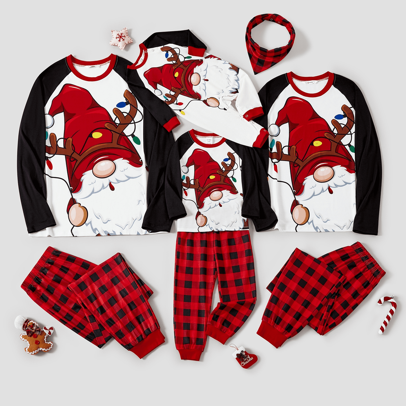 Pyjama Famille Assorti Noël - Ensemble Pour Père, Mère, Enfant Et Bébé, Style Père Noël