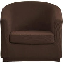 Jokapy Stretch Club Armchair Cover, Washable Tub Chair Slipcover with Seat Cushion Cover, Coffee