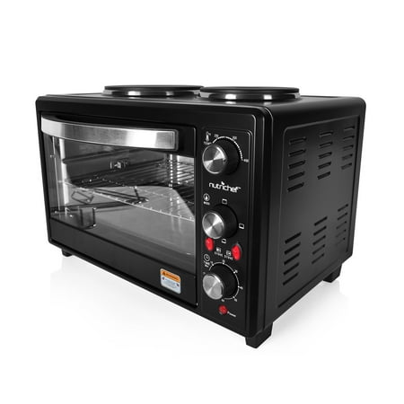 NutriChef Multifunction Kitchen Oven, Countertop Rotisserie Cooker with Dual Hot Plates