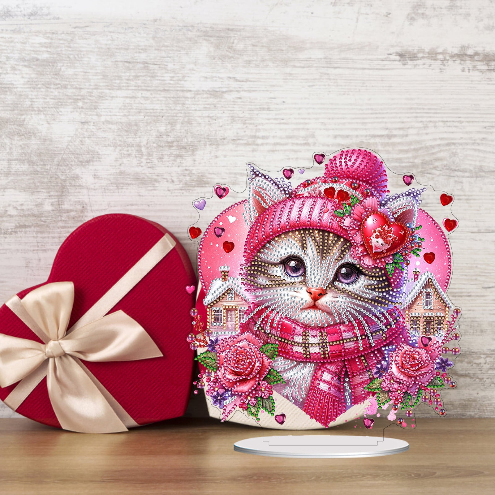 Flopesn Romantic Animal DIY Diamond Art Painting Decorative Ornament, Valentine's Day Gift Creative Design Pet Home Decor (Double-Sided Pattern, Single-Sided Diamonds)-2PCS-B