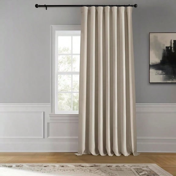 Faux Linen Curtains For Living Room 1 Panel 100W X 108L Extra Wide Textured Room Darkening Curtains For Bedroom 108 Inches Long Drapes For Home Decor Birch