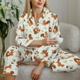 thumbnail image 5 of JUNZAN Squirrel Playing Print Womens Pajama Sets,Long Sleeve Button Down for Women Pjs 2 piece, 5 of 7