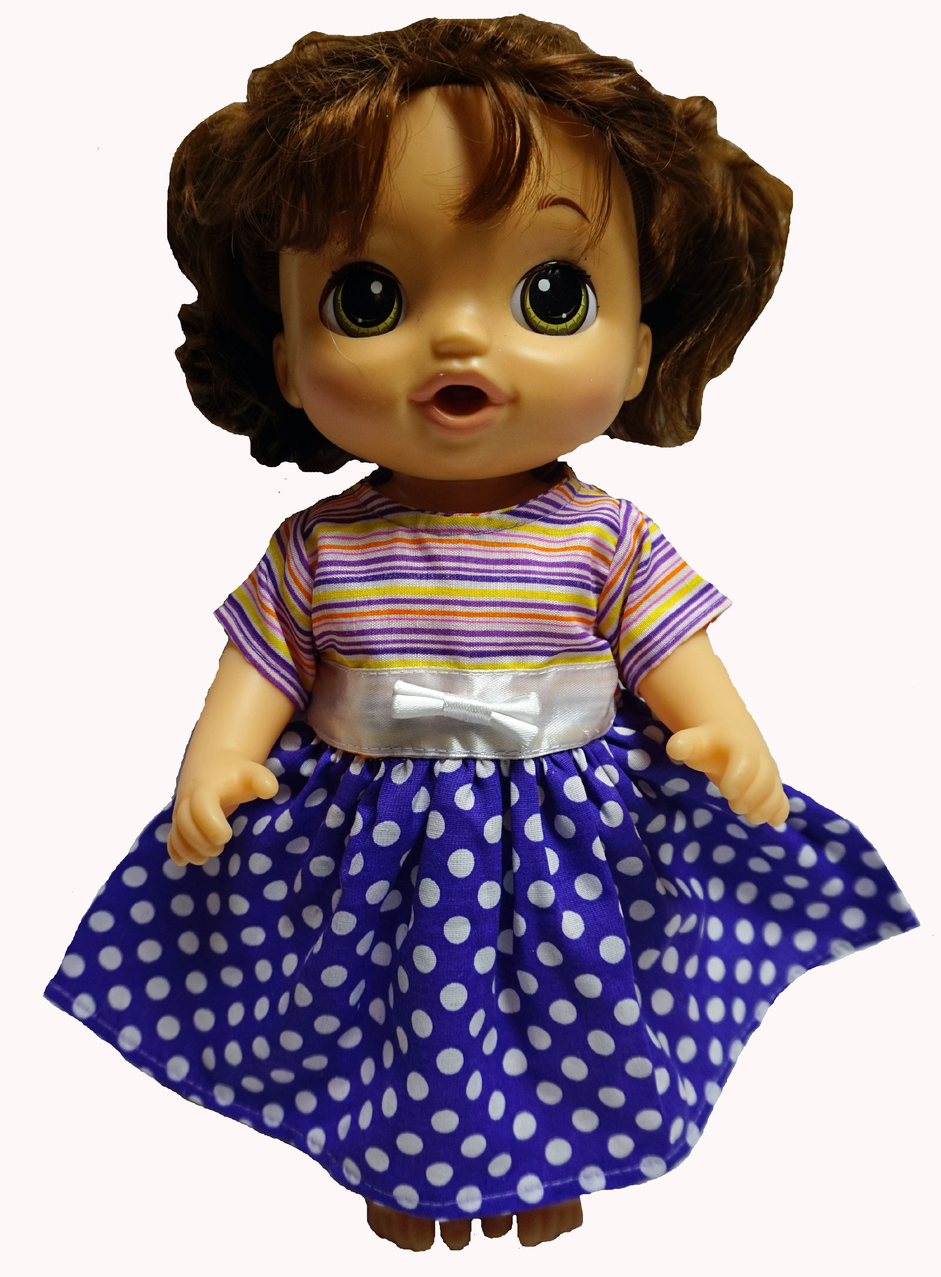 Doll Clothes Superstore Stripe And Dot Dress Fits Baby Alive Go Go