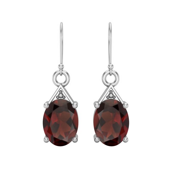 Mooneye 8x6mm Oval Shape Garnet Gemstone 925 Sterling Silver Women Dangle Wedding Earrings