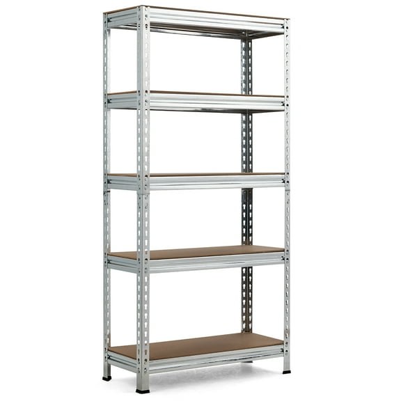 Costway 5-Tier Metal Storage Shelves 60'' Garage Rack W/Adjustable Shelves Silver