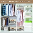 thumbnail image 3 of Shoe Organizer for Closet, Adjustable Shoe Box Storage Containers, Large Foldable Shoe Storage Bins with Clear Cover, Space Saving Shoes Holder with 4 Handles, Fits 8-16 Pairs, 2 Pack, Beige, 3 of 4