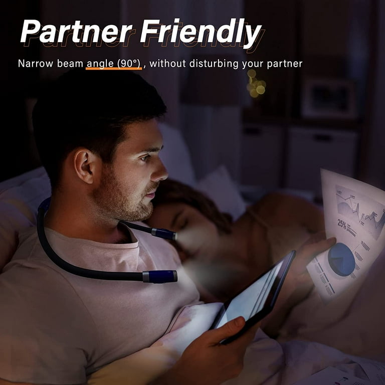 Vekkia Rechargeable 4 LED Book Light Bright Neck Hug Light