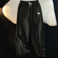 thumbnail image 5 of Pantalones jogger Mujer Gibobby Pantalón de chándal sólido informal con bolsillos de harén corazón Negro XL, 5 of 5