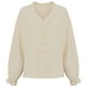 thumbnail image 3 of Sunloudy Mujer Primavera Otoño Camisa casual Color sólido Manga larga Cuello en V Blusas con botones Sunloudy S M L XL, 3 of 9