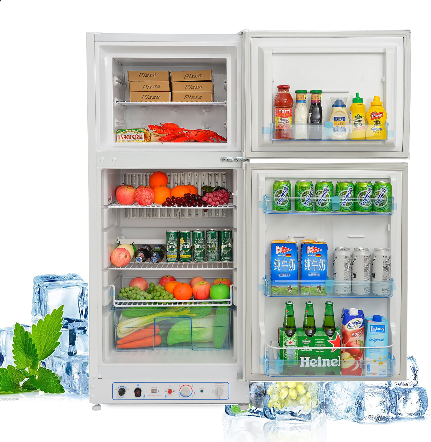 Smad Propane Gas Refrigerator with Freezer 6.5 Cu ft LPG Fridge for Cabin Camper RV Home