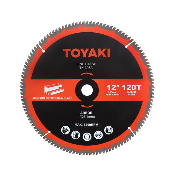 TOYAKI 12-Inch Miter Saw Blade,  TCG Aluminum Working 120-Tooth Ultra-Fine Finish Saw Blade for Miter Saws Table Saws and Circular Saws