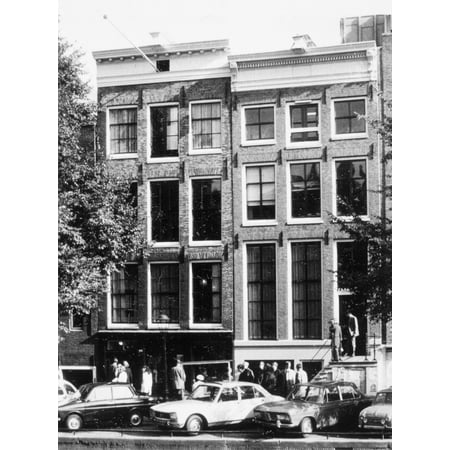 Anne Frank House Nthe Anne Frank House (Left) At 263 Prinsengracht Amsterdam Where The German Jewish Diarist And Her Family Hid From The Germans During World War Ii Photographed C1970 Rolled Canvas