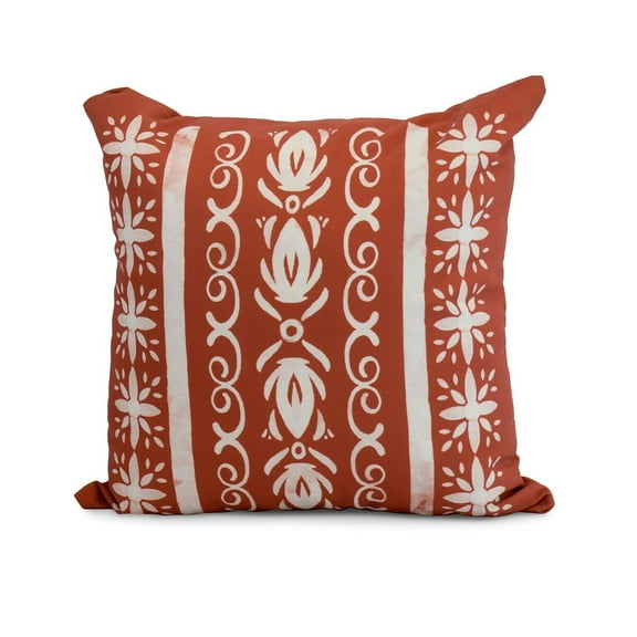 Simply Daisy, 20 x 20 Inch, Cuban Tile 2, Geometric Print Pillow, Red Orange