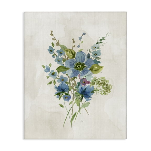 Stupell Industries Bundle of Blue Herbs Plants & Flowers Painting Wrapped Canvas Art Print Wall Art, 16 x 20