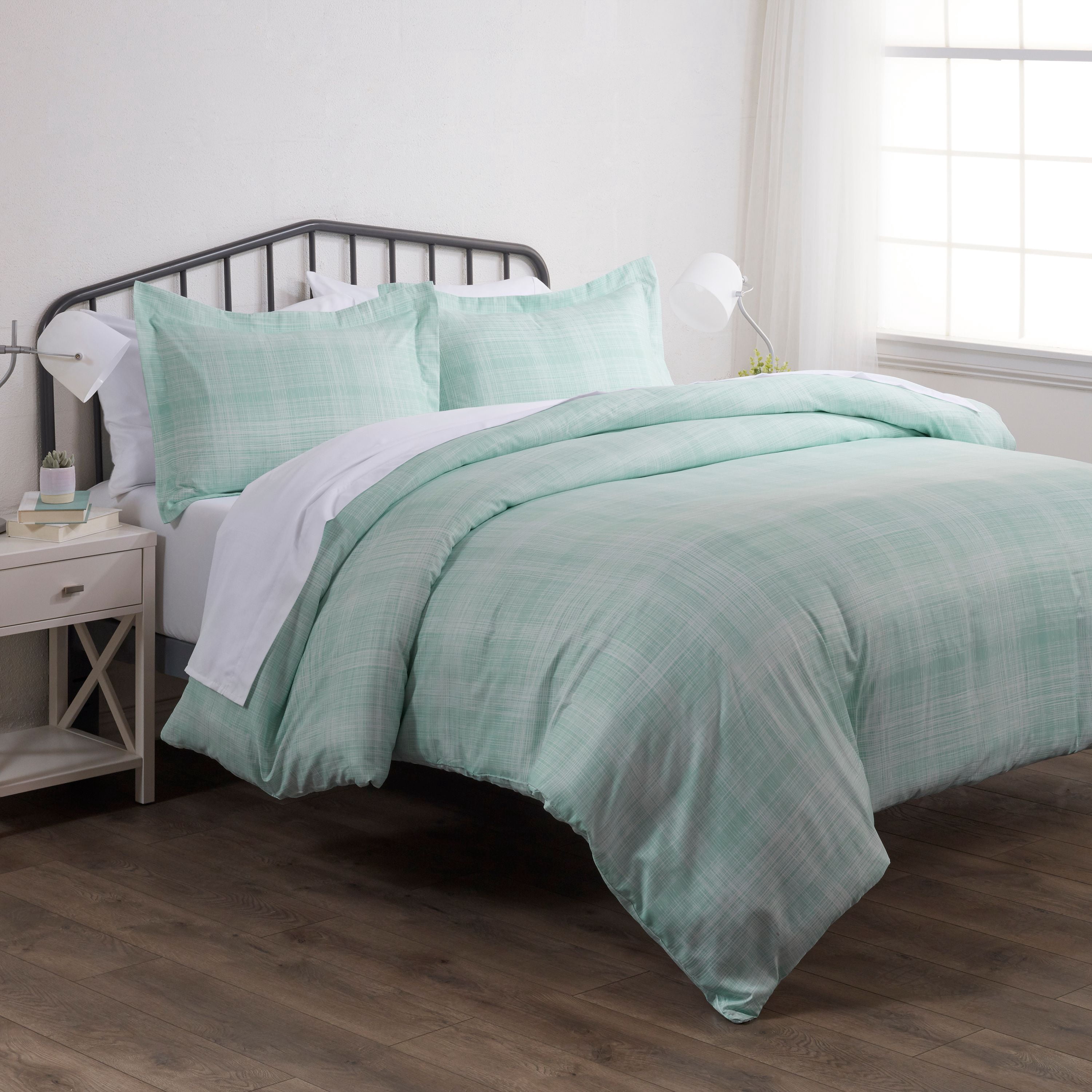 Noble Linens Forest Thatch Pattern Duvet Set 3-Piece Duvet Cover Set, King/Cal King