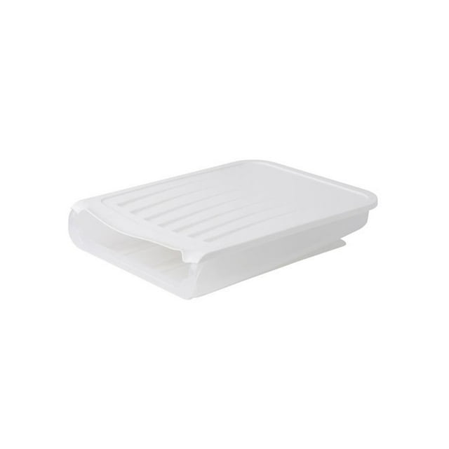 Yuarrent Caja de almacenamiento de huevos, soporte apilable de cocina, organizador de plástico de gran capacidad, estuche ahorrador de espacio, Mostrada Blanco Yuarrent HA061459-01B