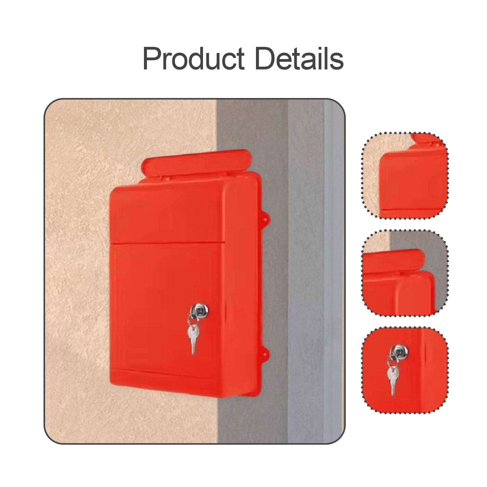 Baoblaze Wall Mounted Mailbox Wide Opening Collection Box for Cards Newspapers School Red