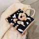 thumbnail image 3 of Sywqhk Bolso De Lona Con Asa Superior De Vaca Para Mujer Con Bolso De Mano Con Muñeco De Oso De Peluche (Vaca Negra) Sywqhk Para estrenar, 3 of 6