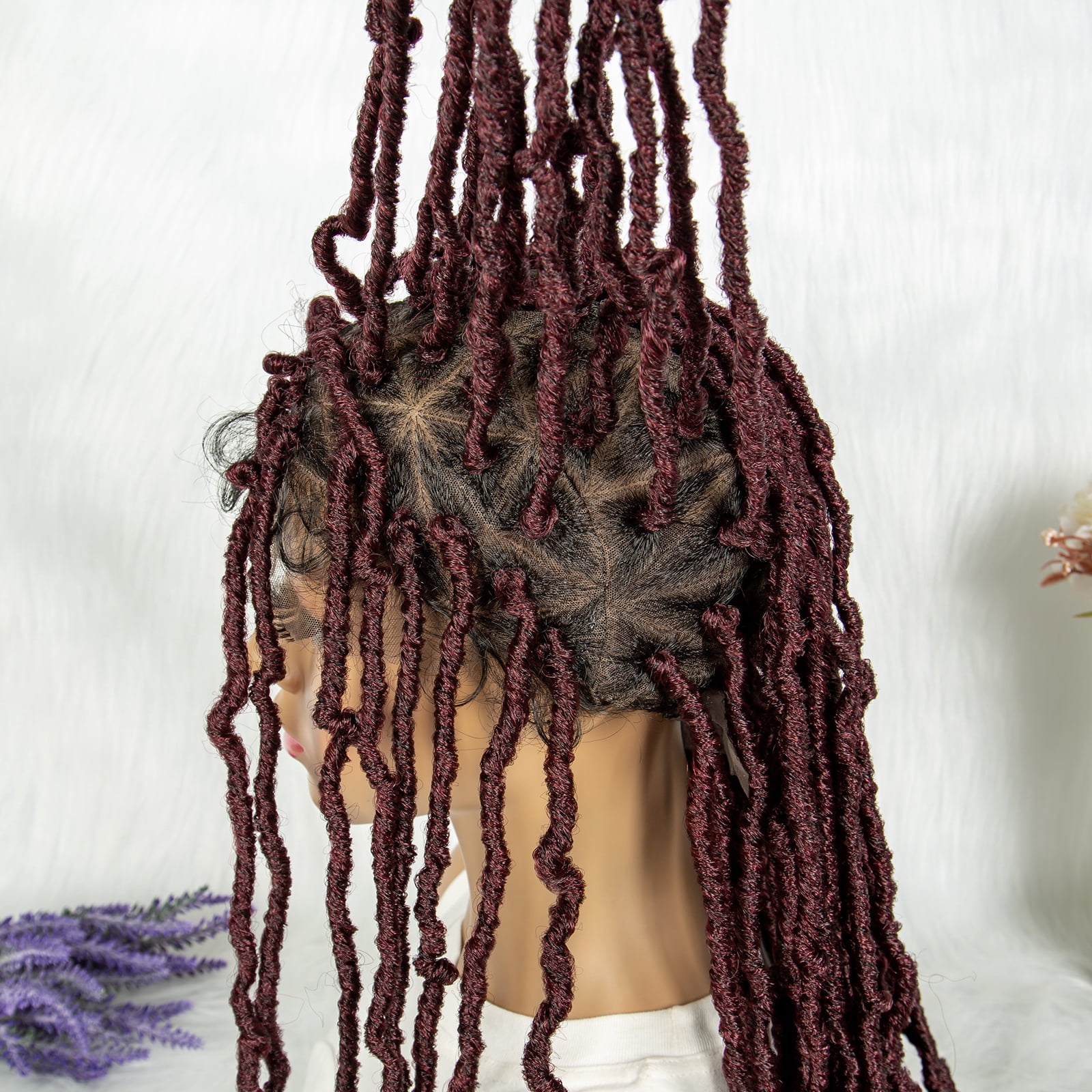 Full Lace Braided Wigs Synthetic Lace Wigs 34 Inches Handmade Braided Wigs Crochet Wigs Faus Locs Braided Wigs for Women (1B/BUG color)