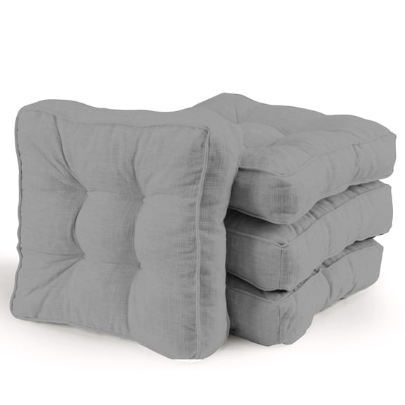 PYPUMSA Dinner Chair Cushions Set of 4, 15.5" x 15.5" Square Patio Cushions Patio Chairs Seat Pads Water-Resistant Patio Chair Cushions with Ties for Non-Slip Support, 4" Thick, Gray