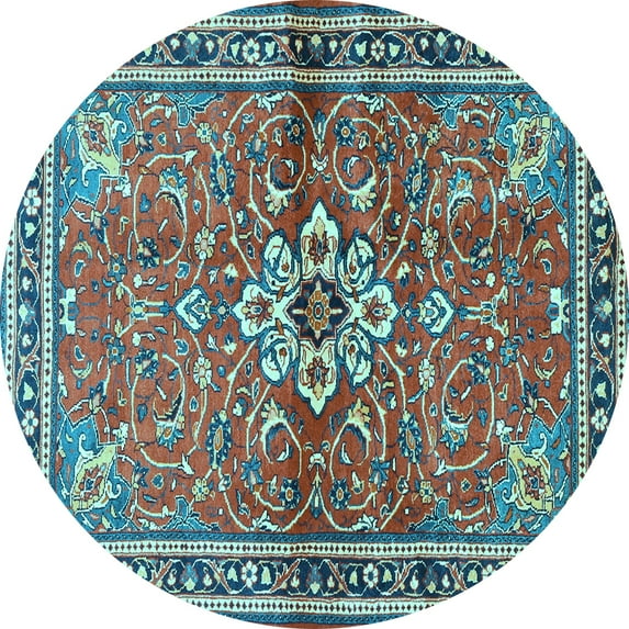 Ahgly Company Indoor Round Persian Light Blue Traditional Area Rugs, 7' Round