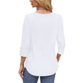 thumbnail image 5 of UVN Summer Womens Blouses Crew Neck 3/4 Sleeve with Button Shirts for Women Loose Fit Tunic Tops, 5 of 9