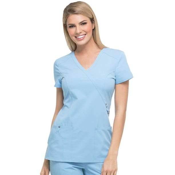 Dickies Dickies Xtreme Stretch Women Scrubs Top, Mock Wrap, Plus Size