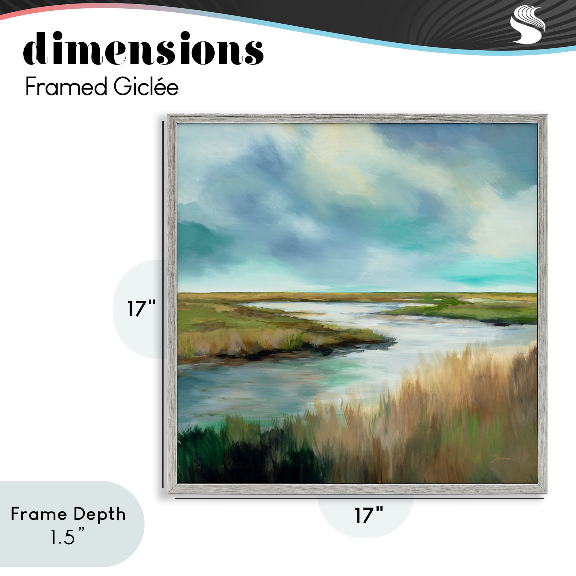 Stupell Industries Tranquil Meadow and Wetlands Gray Framed Giclee Art, design by Liz Jardine