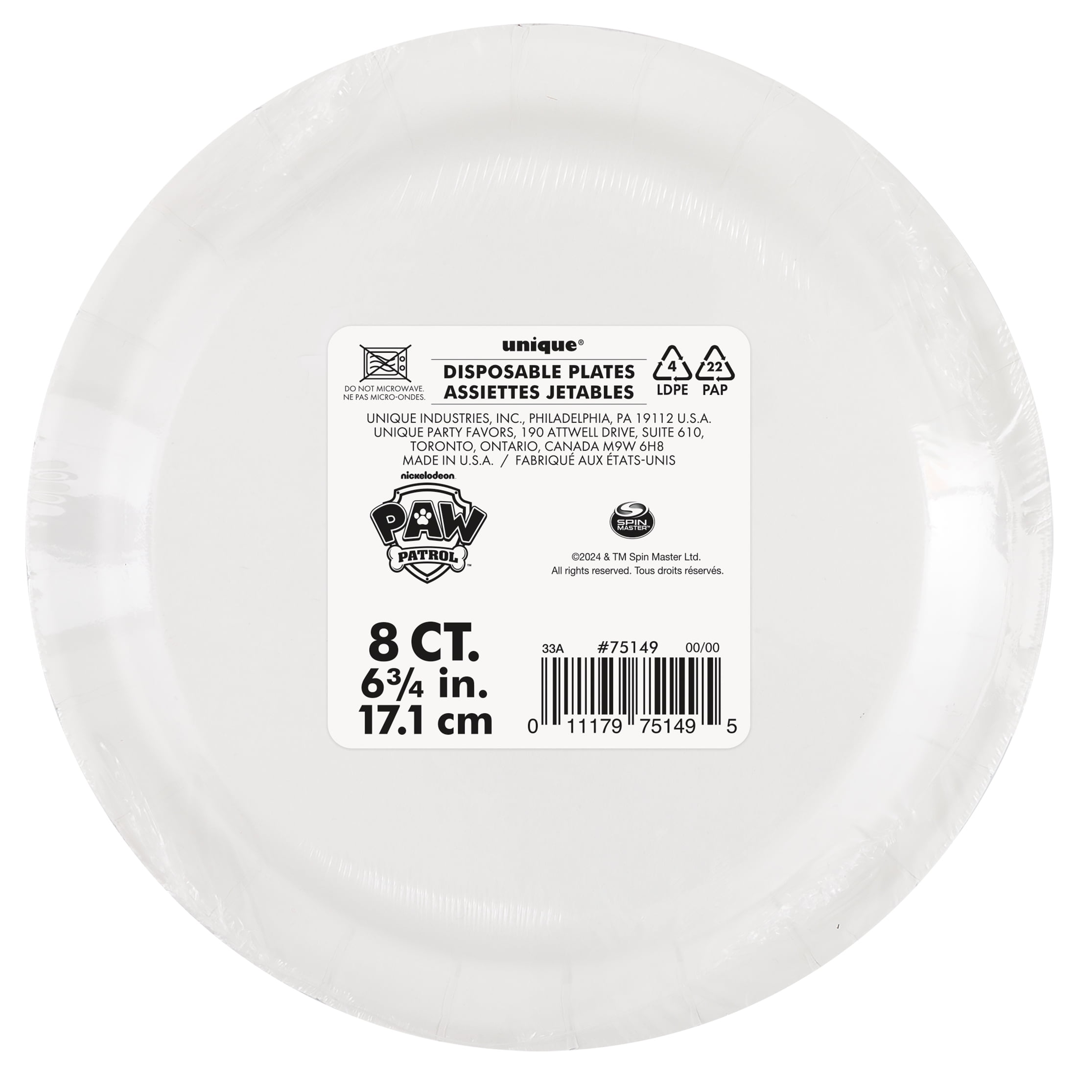 Paw Patrol Round 7" Dessert Plates, 8ct