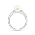 thumbnail image 2 of ANGARA Freshwater Cultured Pearl Ring with Diamond Collar in 14K White Gold for Women | June Birthstone, Birthday, Anniversary, Jewelry Gift for Women | Pearl Ring, 2 of 9