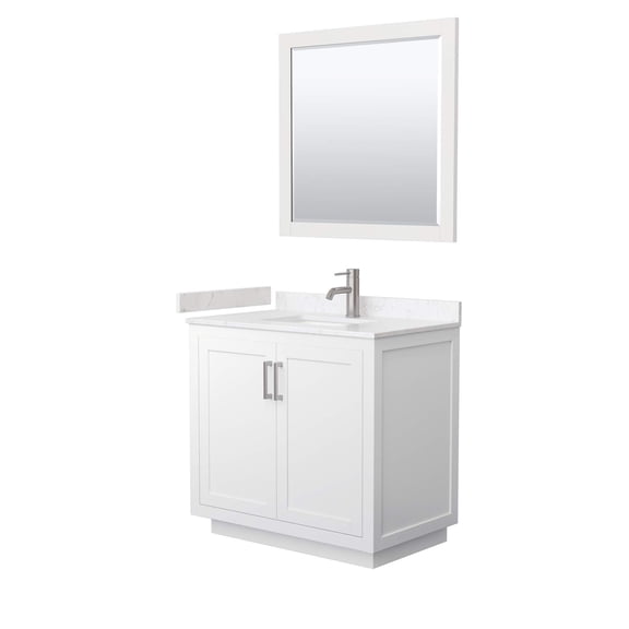 Wyndham Collection Miranda 36" Wood&Metal Single Bathroom Vanity in White/Nickel