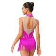 thumbnail image 2 of Sholeno Womens Sleeveless Tassel Fringe Latin Leotard Tango Chacha Bodysuit Figure Skating Dress Hot Pink M, 2 of 5