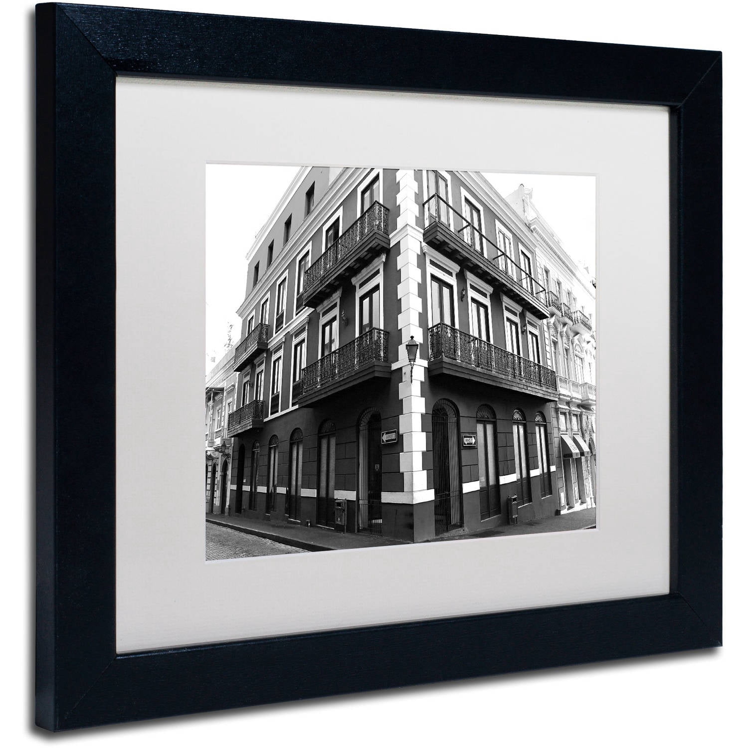 Trademark Fine Art "Old San Juan 9" Canvas Art by CATeyes, White Matte, Black Frame