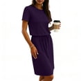 thumbnail image 5 of AnuYalue Dresses for Women 2026 Crew Neck T Shirt Casual Mini Dresses Tie Waist Sundresses with Pockets, 5 of 7