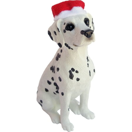 Sandicast Sitting Dalmatian with Santa's Hat Christmas Dog Ornament