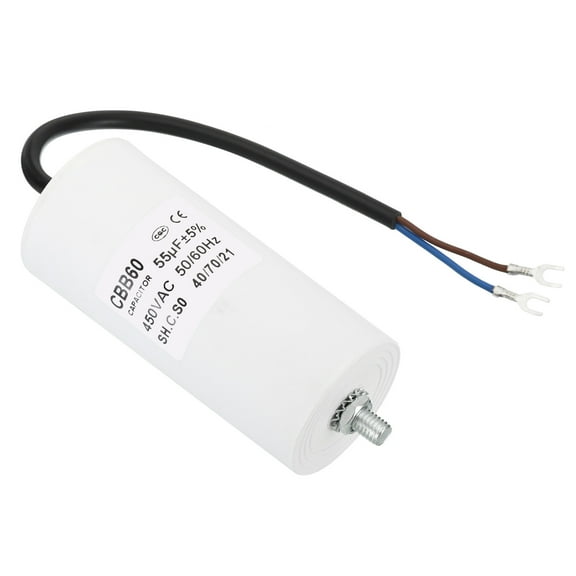 Uxcell CBB60 55uf Running Capacitor,AC 450V U Terminal Wires 50/60Hz with M8 Screw for Washing Machine