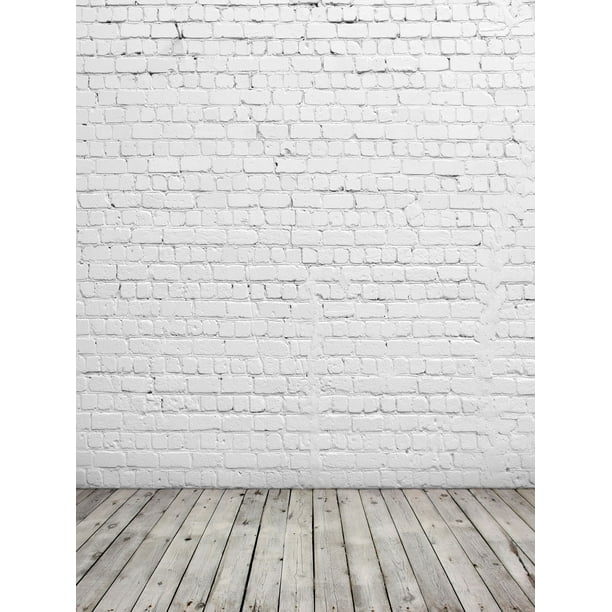 Kate 8x8ft White Grey Brick Wall Backdrop Wood Floor Background Photography  Studio Prop 
