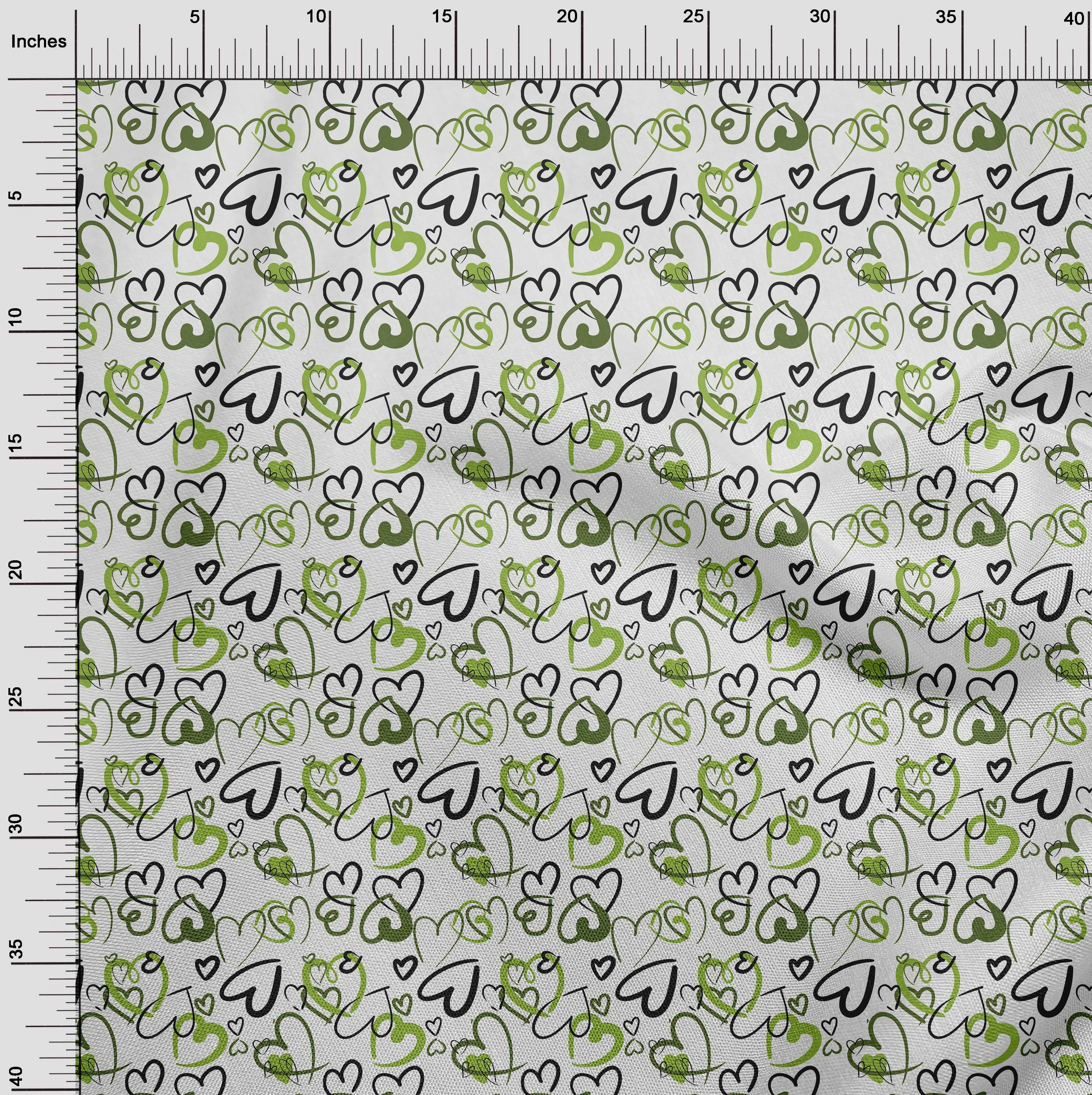 oneOone Polyester Spandex Green Fabric Valentine Heart Sewing Fabric By The Yard Printed Diy Clothing Sewing Supplies 56 Inch Wide