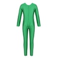 thumbnail image 5 of DPOIS Kids Girls Long Sleeve Unitard Leotard Jumpsuit Full Length Bodysuit Green 5-6, 5 of 7