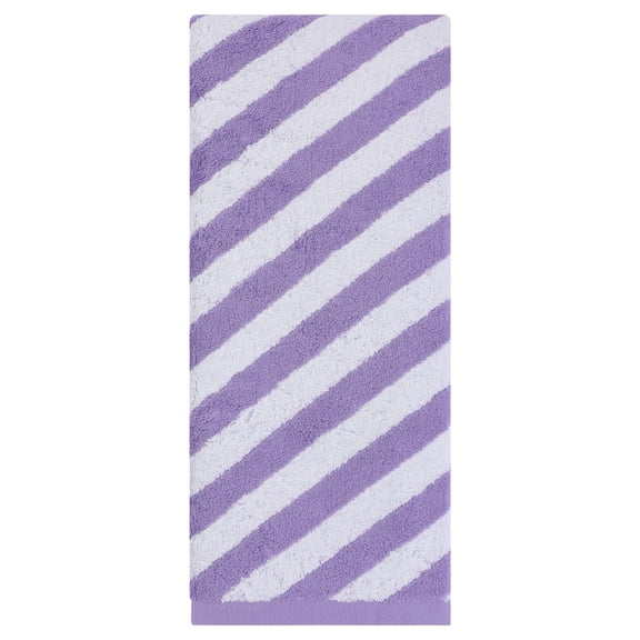 Unique Bargains Striped Absorbent Quick Dry Pure Cotton Bath Towel Purple 55" x 28"