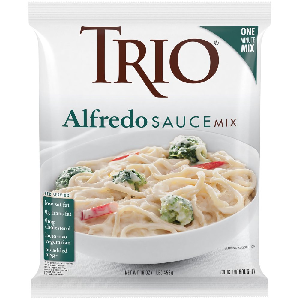 Trio Alfredo Sauce Mix, Creamy Pasta Sauce Mix with No Added MSG, 16 Oz