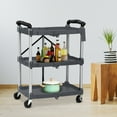 thumbnail image 3 of Portable Collapsible Service Cart, 3 Tier Folding Utility Cart Storage Trolley with 2 Lockable Wheels, 3 of 9