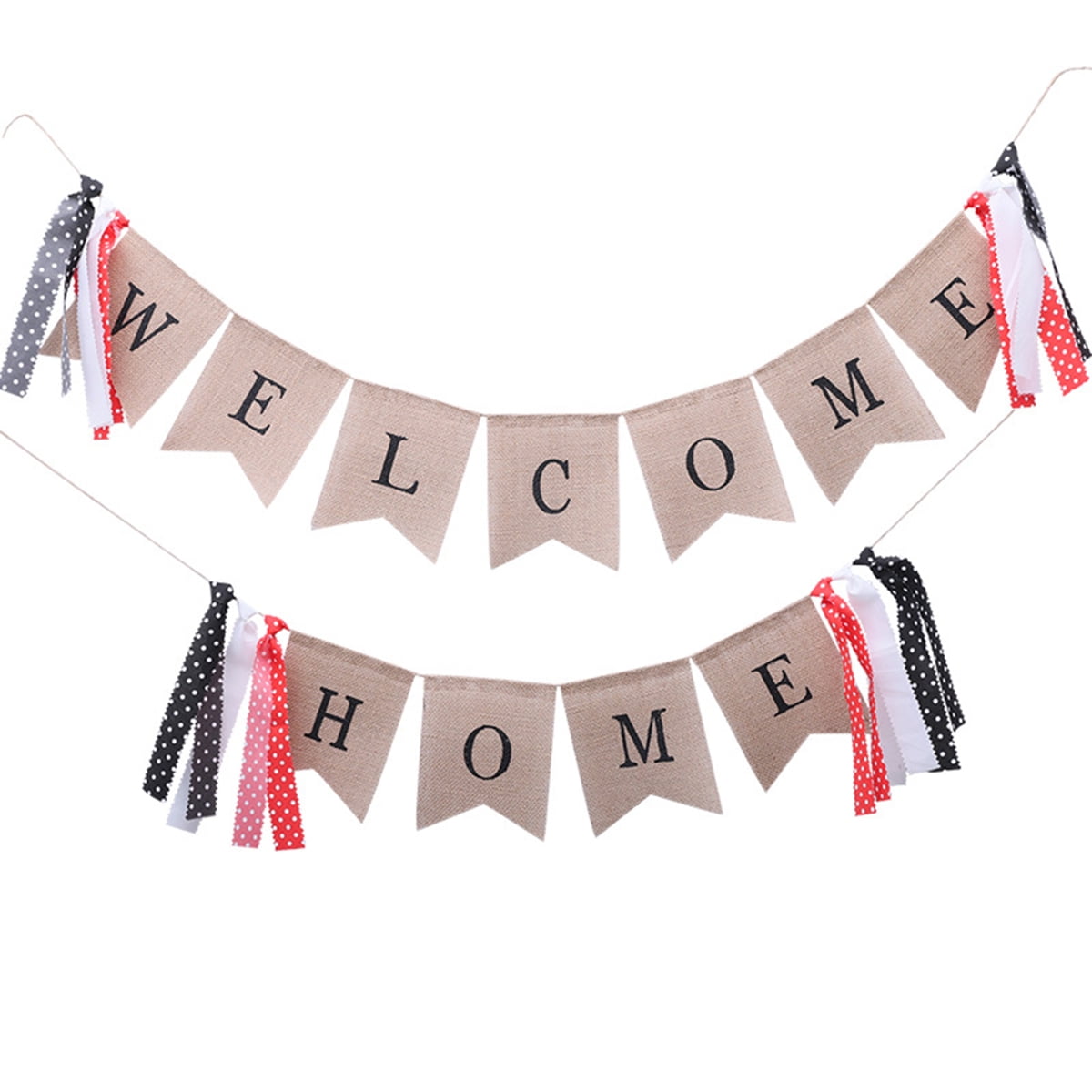 1 count 1/Pkg Metallic Welcome Home Fringe Banner Party Accessory 